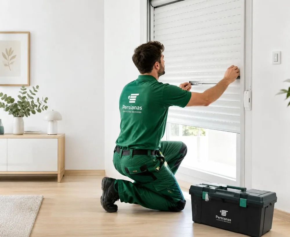Réparation volet roulant Ottignies-LLN Technicien réparant un volet roulant à Ottignies-Louvain-la-Neuve